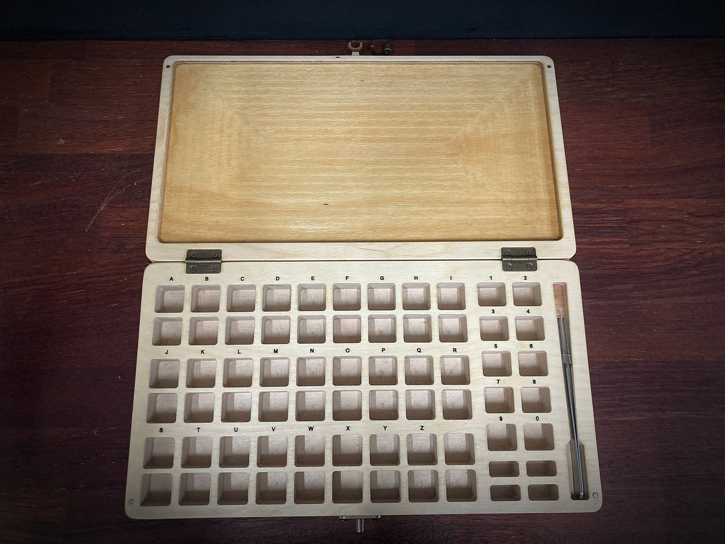 Letters Stamp wood box, Letters storage box, Font storage box, Stamping machine