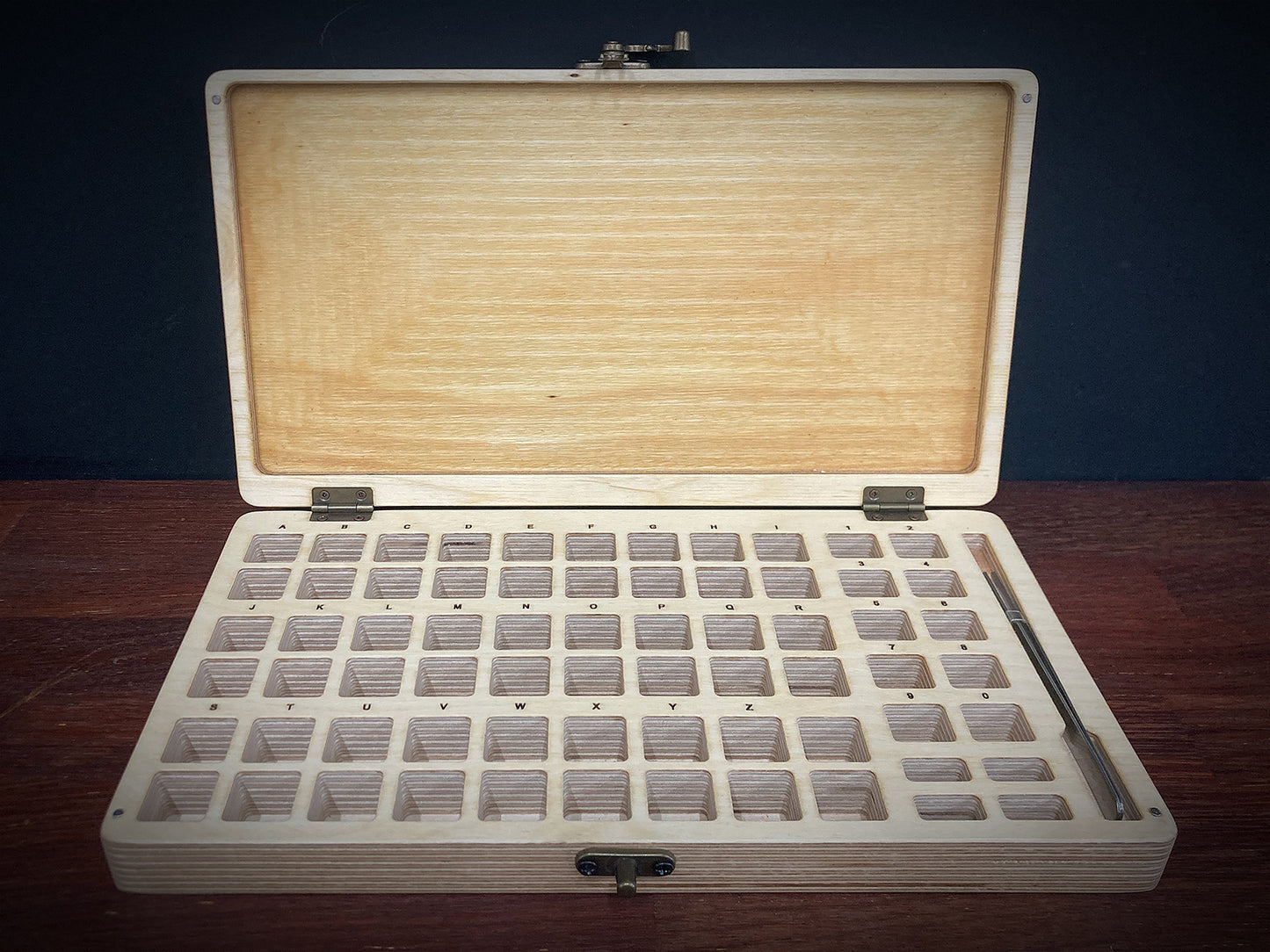 Letters Stamp wood box, Letters storage box, Font storage box, Stamping machine